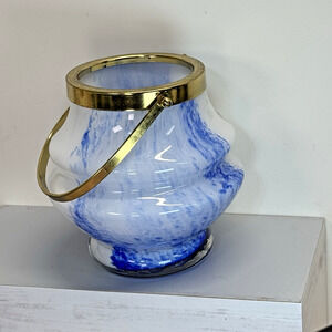 Vtg Handblown Art Glass Mery Bomboniere Lavorazione a Mano Italy Candle Lantern